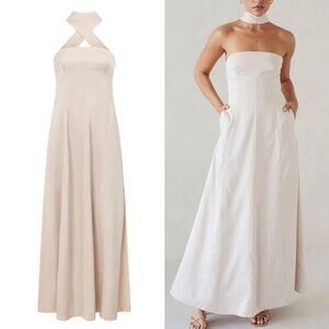 SABO Australia NWT Neeta Satin Maxi Gown Champagne Gold Large Bridesmaid